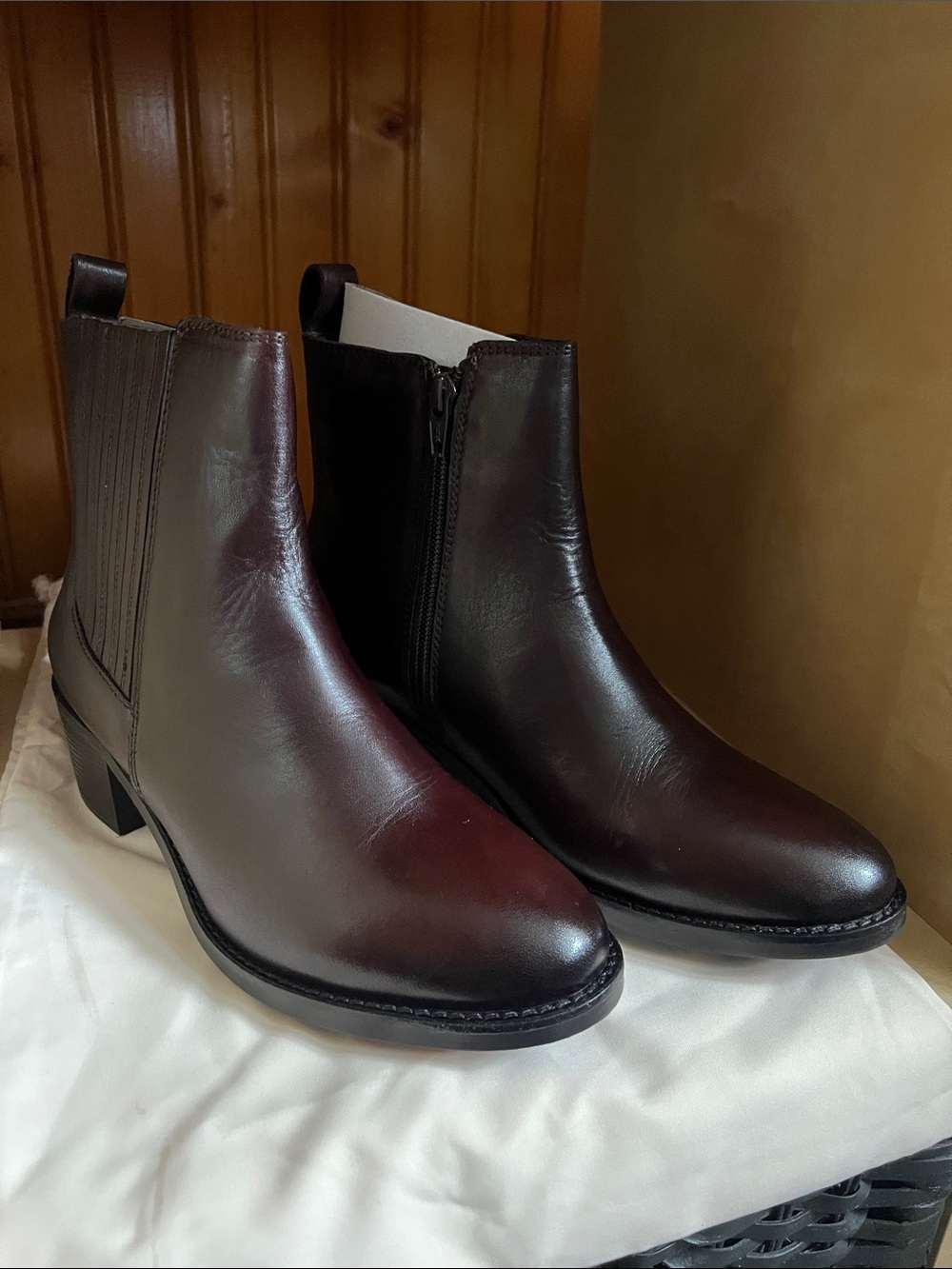 Women's Leather Ankle Booties in Dark Brown